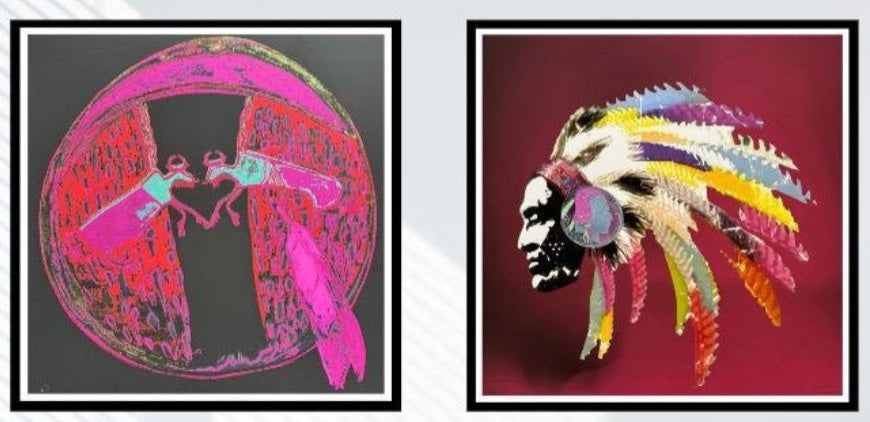 WARHOL & FENZOLINI- 2 Piece Pkg.-"Plains Shield- Trial Pink"&"Tribal Pride-Trial" iFusionism- Superb Quality- 36x36" Wall Art