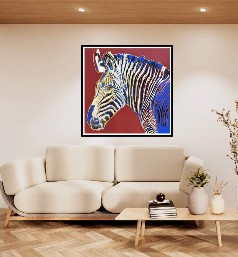 ANDY WARHOL “Zebra"-Maroon Trial Screenprint –Diamond Dust- Endang.Species Proof- Museum Quality 38 X 38"Wall Art