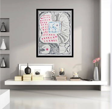 PIERRE ALECHINSKY: – Original Hand-Signed- Abstract Ink Painting- Abstract- Contemporary Wall Art- A Beauty!