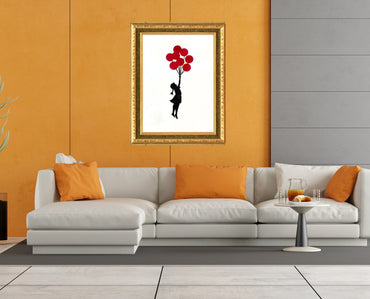 BANKSY –"8 Red Balloons"- Original Sprayed black & red paint- Signed- Museum Quality- Full sized | Iconic Street Art