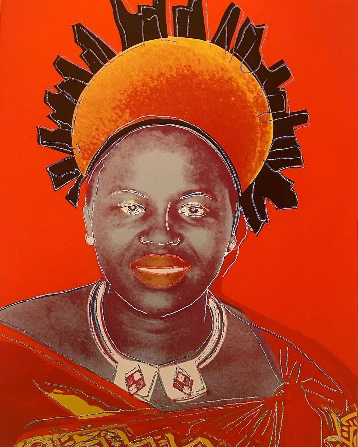 ANDY WARHOL “Queen Natombi Twala" #348–Orange Trial Proof- Screenprint-Diamond Dust-Museum Quality-Full Sized Wall Art