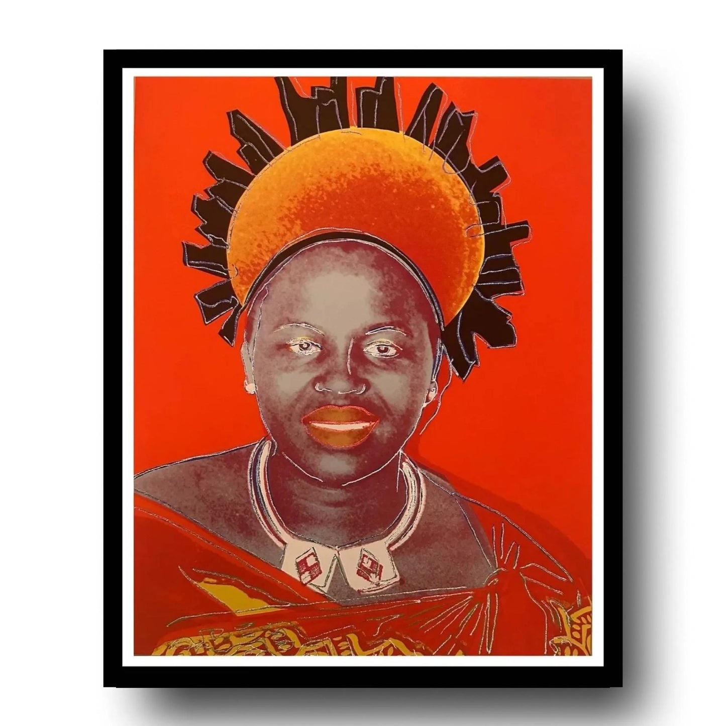 ANDY WARHOL “Queen Natombi Twala" #348–Orange Trial Proof- Screenprint-Diamond Dust-Museum Quality-Full Sized Wall Art