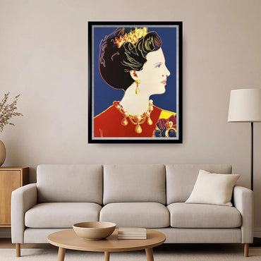 ANDY WARHOL “Queen Margarethe Denmark" #343–Blue Trial Proof- Screenprint-Diamond Dust-Top Quality-Full Sized Wall Art