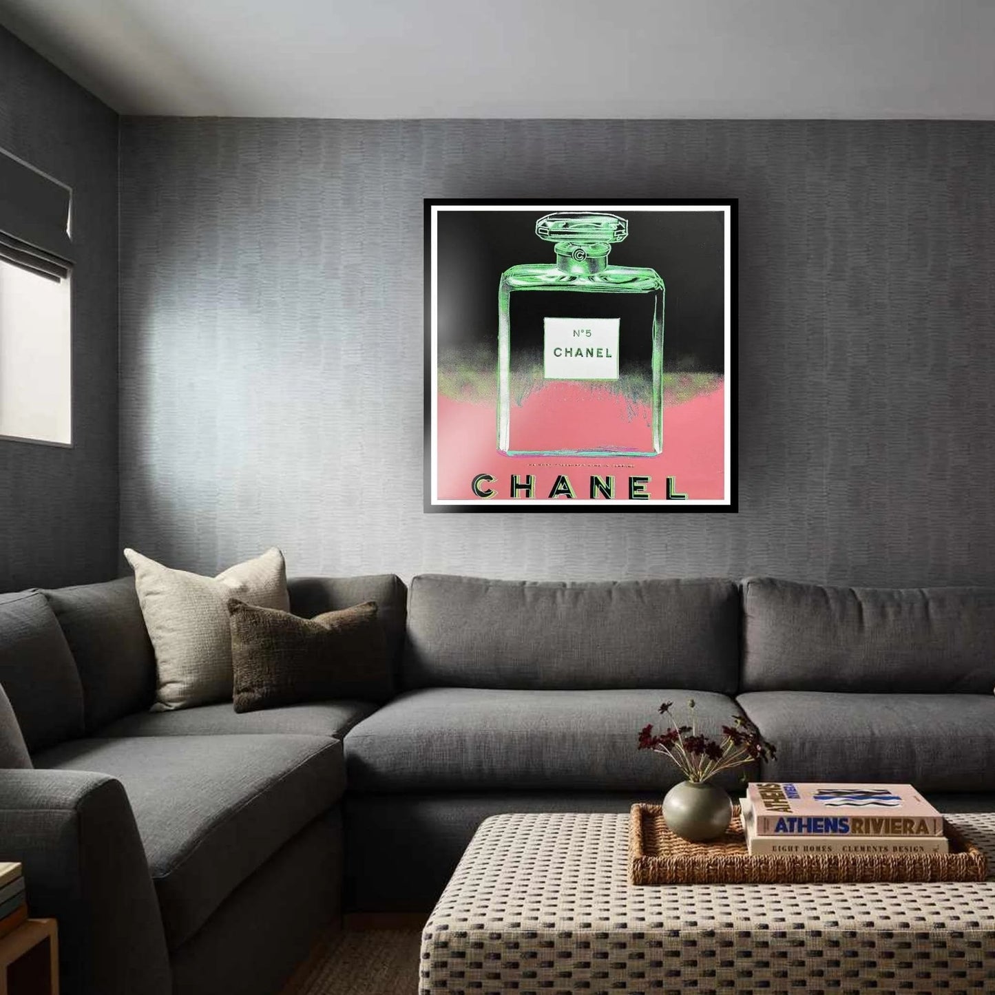 ANDY WARHOL "Chanel"- Pink/Green Trial Proof Screenprint- Diamond Dust - Museum Board - 38x38" Wall Art