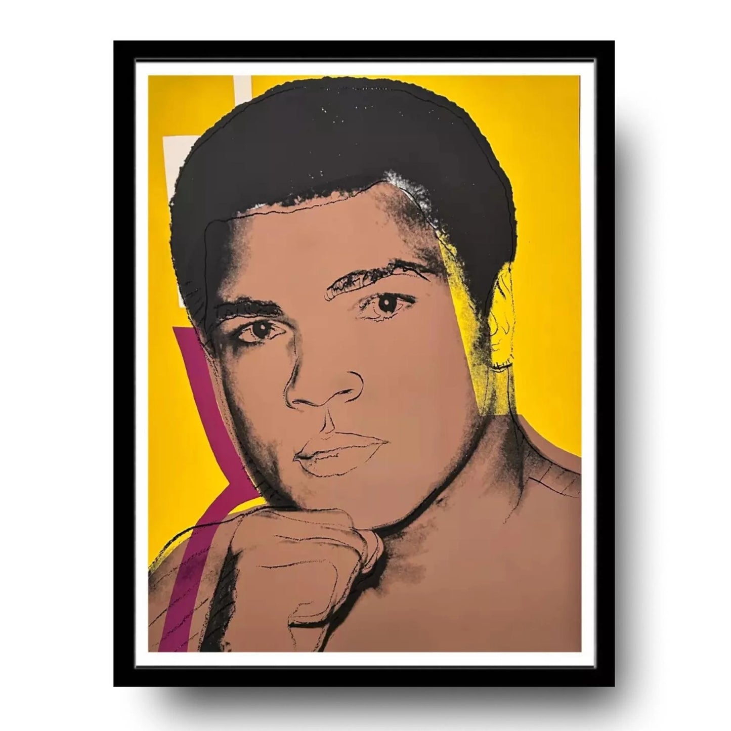 Andy WARHOL- "MUHAMMAD ALI" - Yellow/ Tan Screenprint - Unsigned - Museum Board - 40x30"