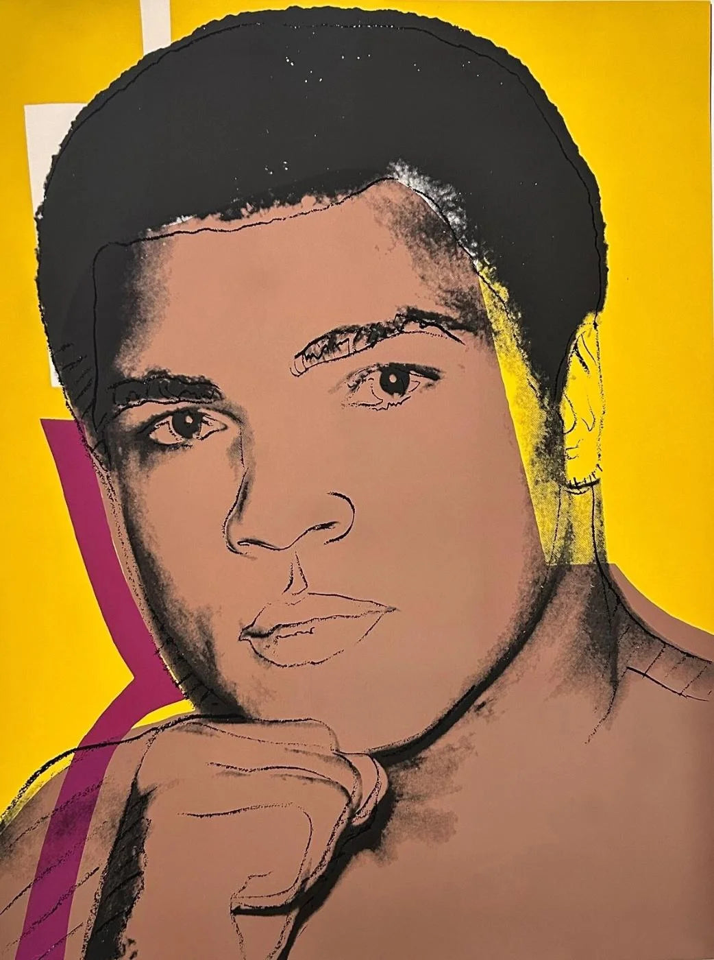 Andy WARHOL- "MUHAMMAD ALI" - Yellow/ Tan Screenprint - Unsigned - Museum Board - 40x30"