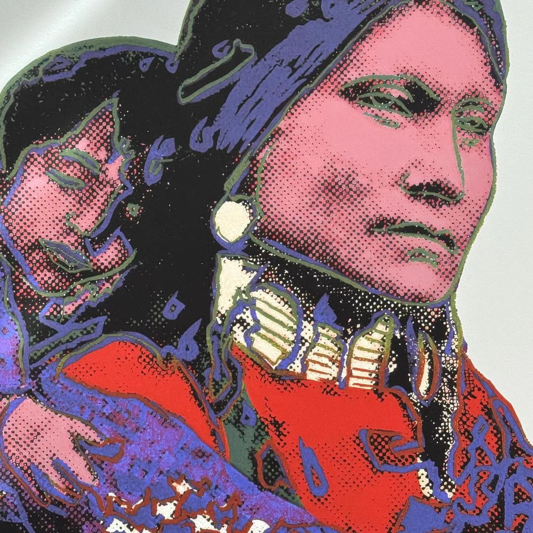 Colorful graphic of a high quality Andy Warhol screenprint on a white background