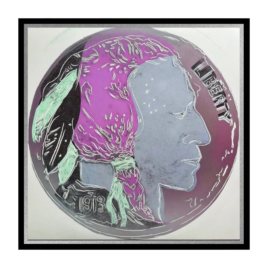 ANDY WARHOL– “Indian Nickel"- Multicolor Trial Screenprint- Cowboys and Indians- Unsigned Proof- Museum Quality 36x36" Wall Art