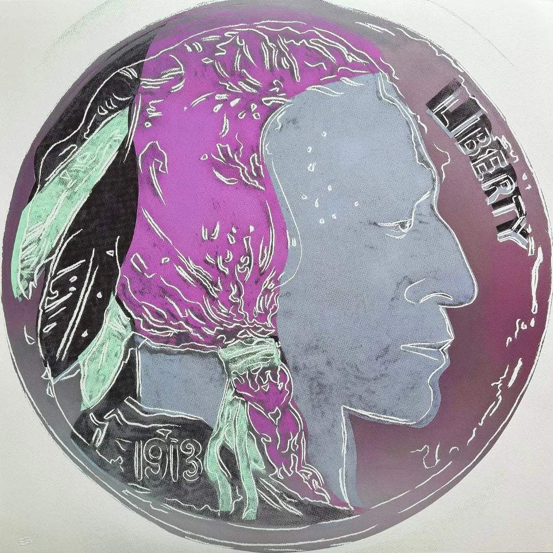 ANDY WARHOL– “Indian Nickel"- Multicolor Trial Screenprint- Cowboys and Indians- Unsigned Proof- Museum Quality 36x36" Wall Art