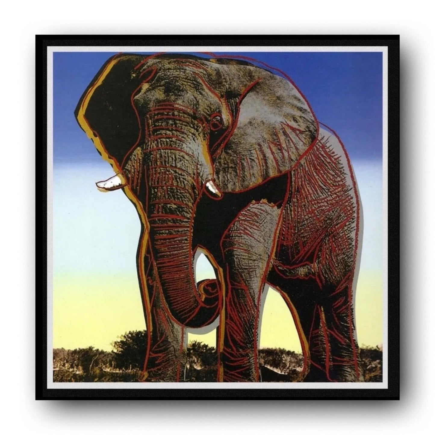 ANDY WARHOL– “African Elephant"- Trial Silkscreen Proof– Endangered Species-Museum Quality 38 X 38" Wall Art