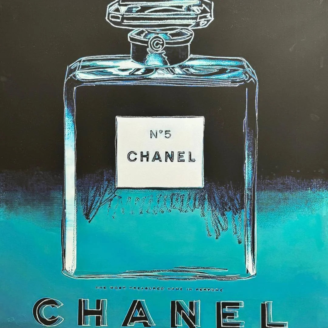 ANDY WARHOL – "Chanel"- Teal Trial Proof Screenprint- Diamond Dust-Ads Suite -38x38" Wall Art