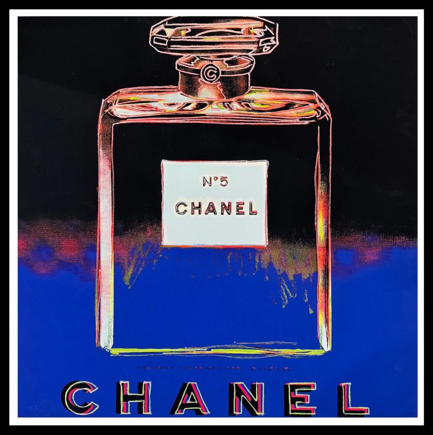 ANDY WARHOL – "Chanel"- Royal Blue/Orange Trial Proof Screenprint- Diamond Dust-Ads Suite -38x38"