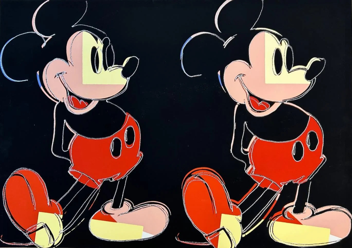 ANDY WARHOL “DOUBLE MICKEY” -Trial Screenprint- Diamond Dust -Museum Board -30 1/2 x 43" Flat Ship