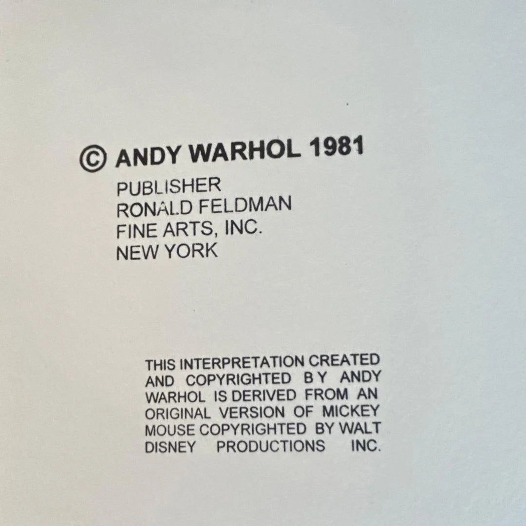 ANDY WARHOL “DOUBLE MICKEY” -Trial Screenprint- Diamond Dust -Museum Board -30 1/2 x 43" Flat Ship