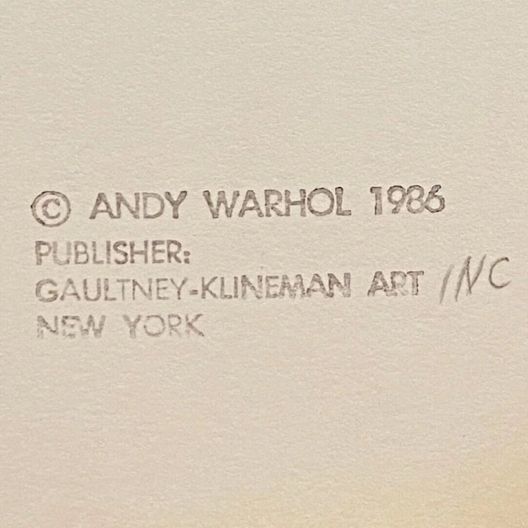 Text indicating copyright by Andy Warhol and publisher information on a beige background