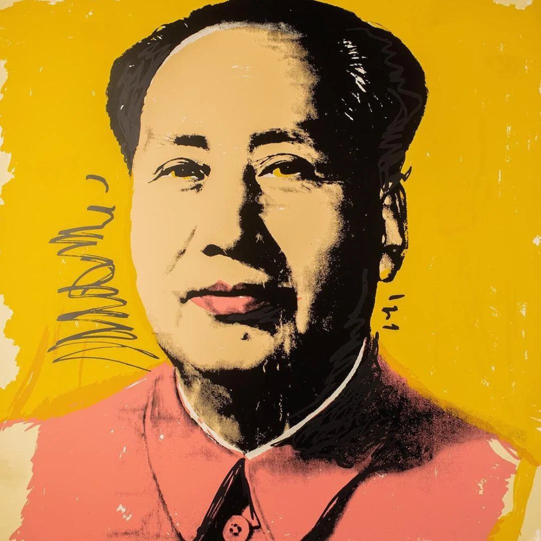 Stylized portrait of a historical figure with a yellow background