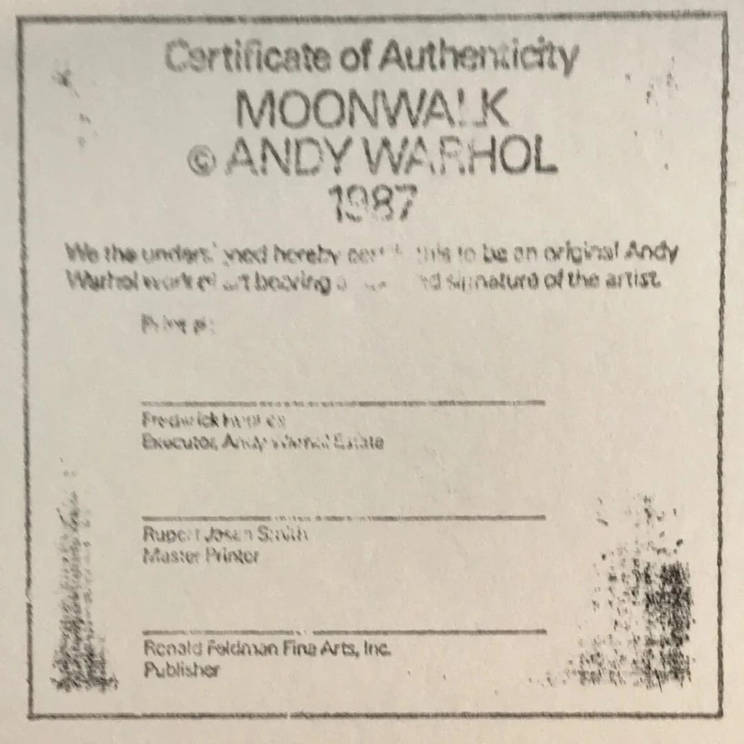 ANDY WARHOL"Moonwalk" FS #404 -Silkscreen Proof- Museum Quality- Unsigned Yellow Trial-38x38" Wall Art