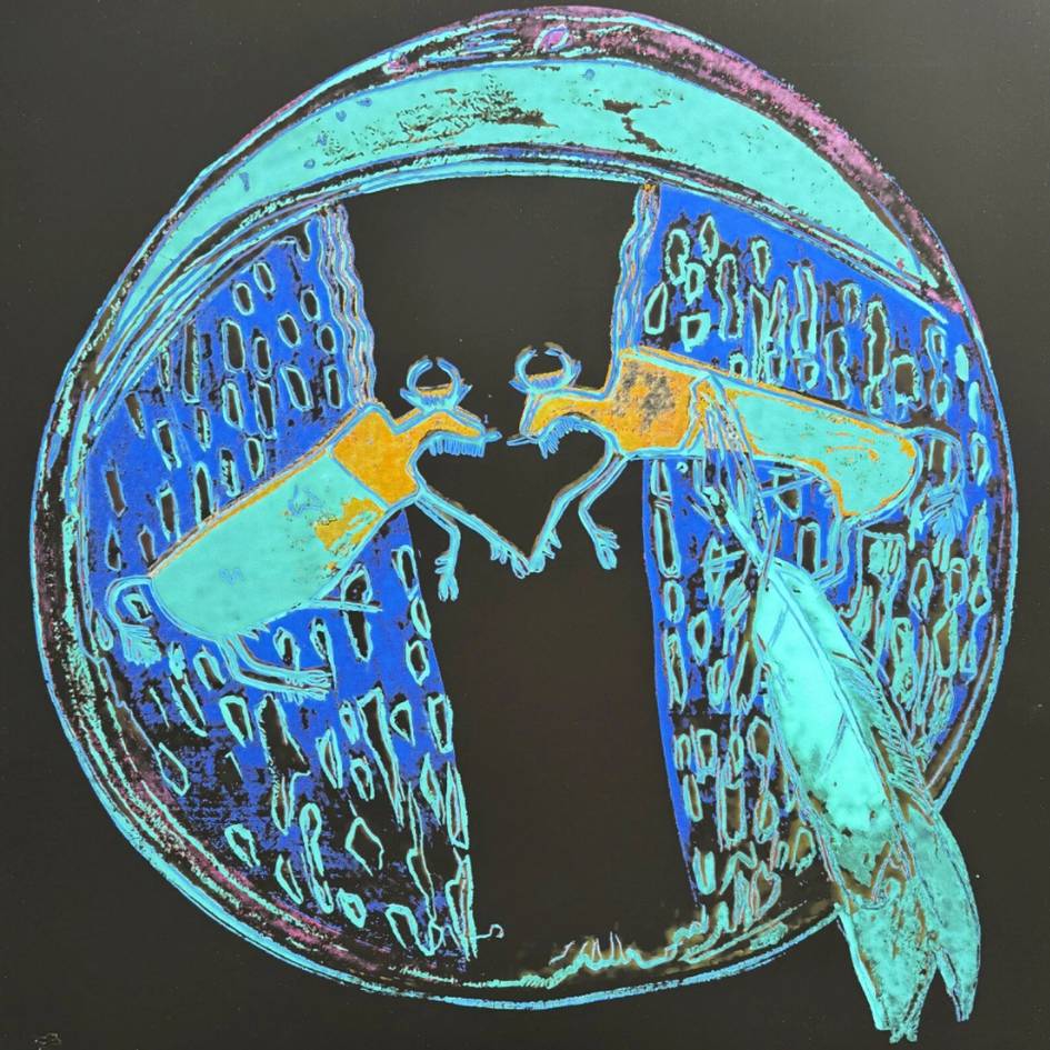 ANDY WARHOL– “Indian Shield"- Blue Trial Screenprint- Cowboys and Indians- Unsigned Proof- Museum Quality 36x36" Wall Art