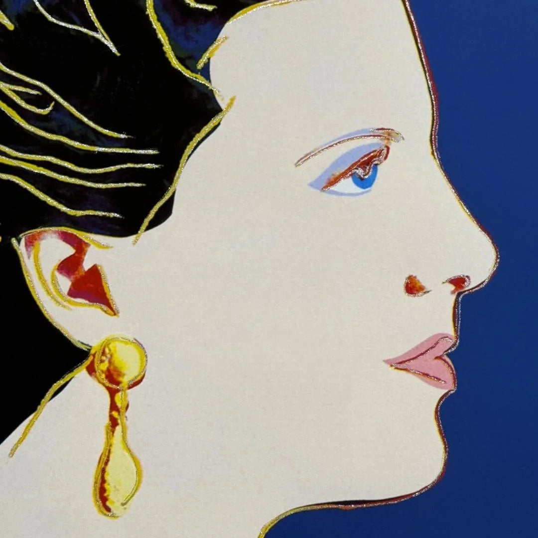ANDY WARHOL “Queen Margarethe Denmark" #343–Blue Trial Proof- Screenprint-Diamond Dust-Top Quality-Full Sized Wall Art