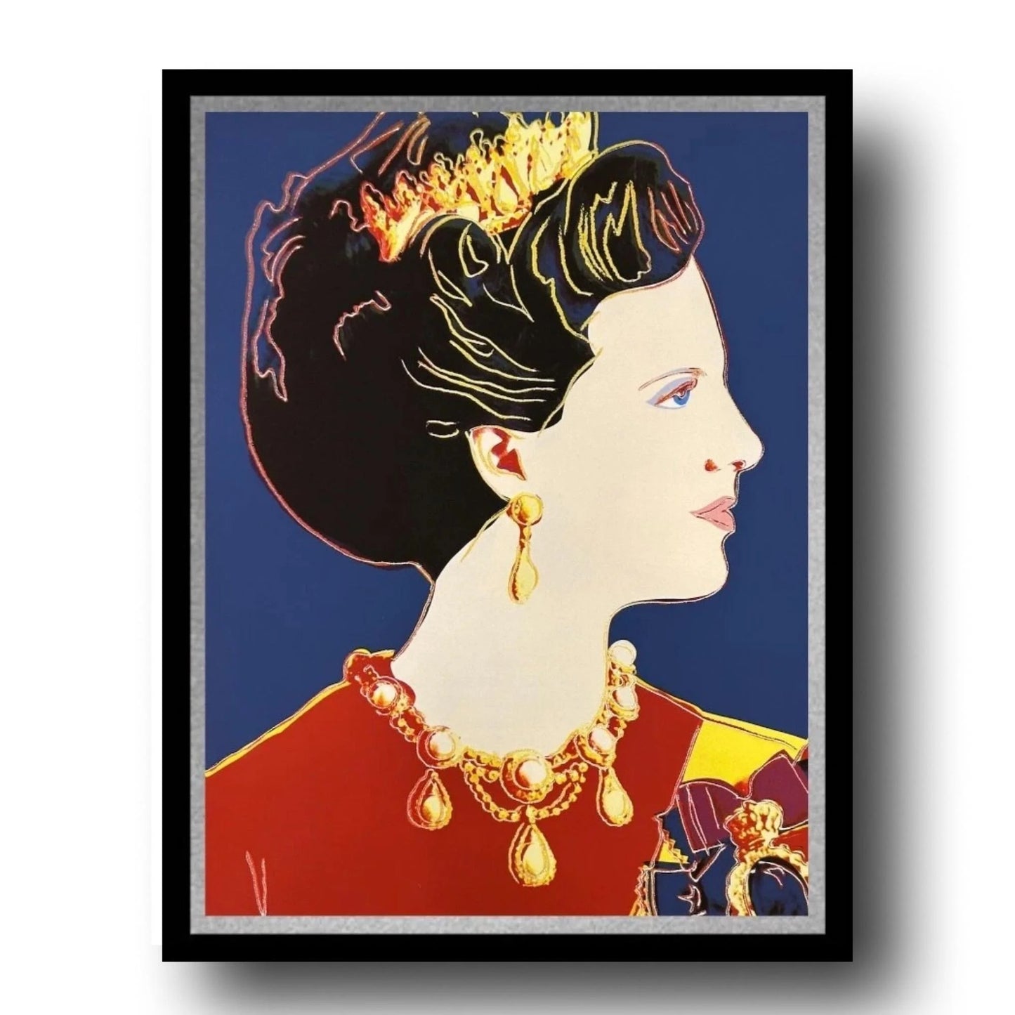 ANDY WARHOL “Queen Margarethe Denmark" #343–Blue Trial Proof- Screenprint-Diamond Dust-Top Quality-Full Sized Wall Art