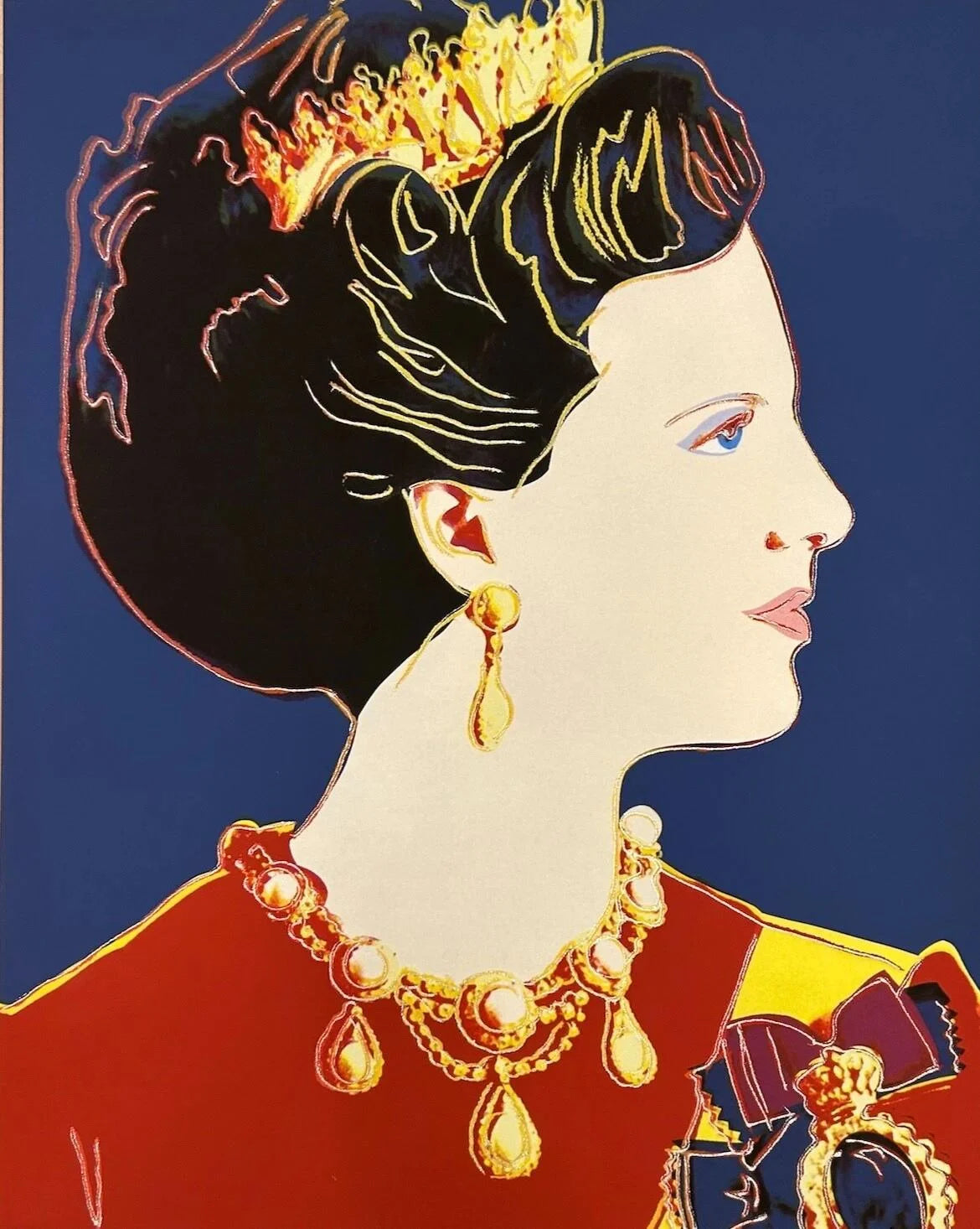 ANDY WARHOL “Queen Margarethe Denmark" #343–Blue Trial Proof- Screenprint-Diamond Dust-Top Quality-Full Sized Wall Art