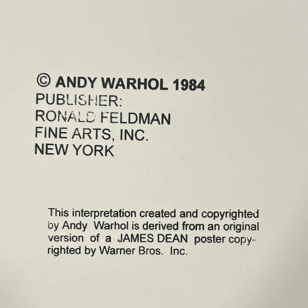 Text attribution to Andy Warhol and Ronald Feldman Fine Arts, Inc. on a beige background