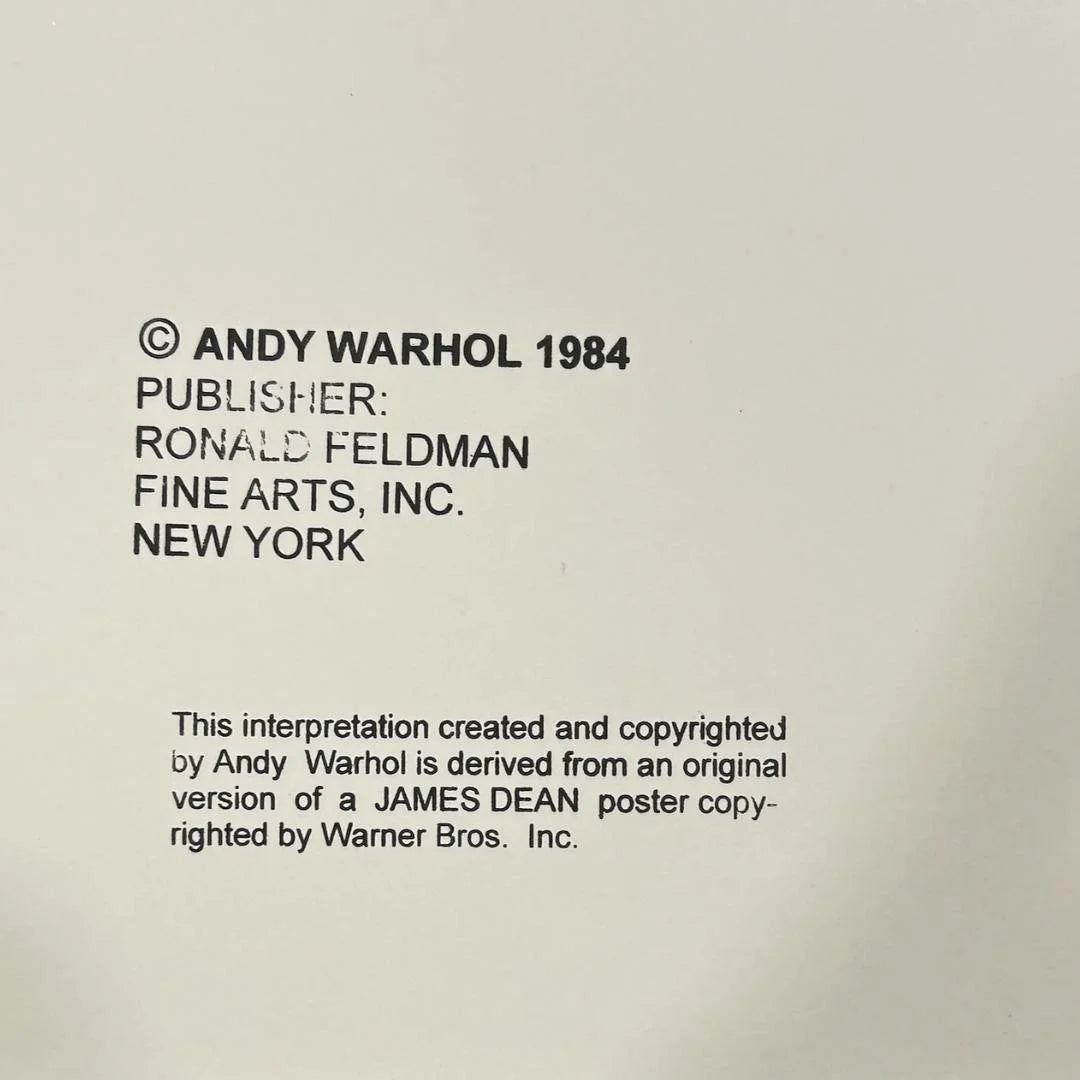 Text attribution to Andy Warhol and Ronald Feldman Fine Arts, Inc. on a beige background