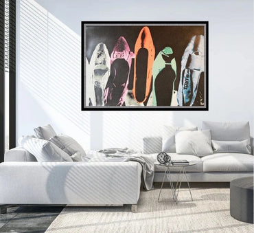 ANDY WARHOL– "Shoe" #257 Trial Proof Screenprint- Full Diamond Dust Bkgrd- Unsigned Pop Wall Art- Large 40 x 59 1/4"-Wall Art