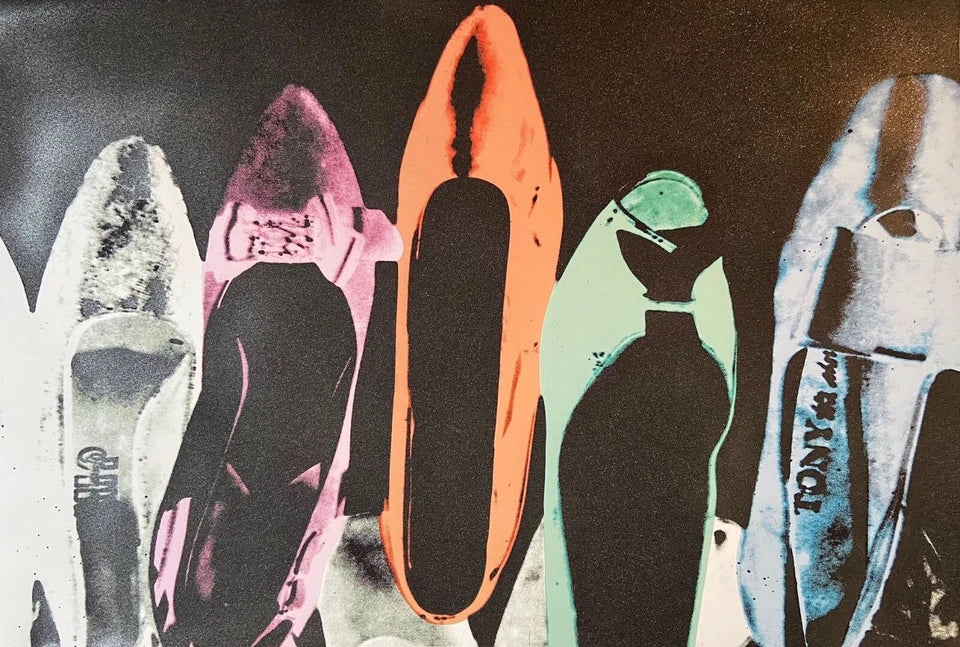 ANDY WARHOL– "Shoe" #257 Trial Proof Screenprint- Full Diamond Dust Bkgrd- Unsigned Pop Wall Art- Large 40 x 59 1/4"-Wall Art