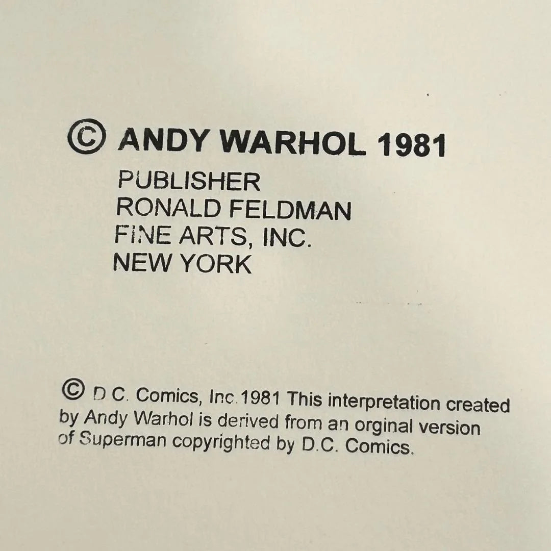 DC Comics Copright for Andy Warhol's Superman from the 1981 Myths Series.
