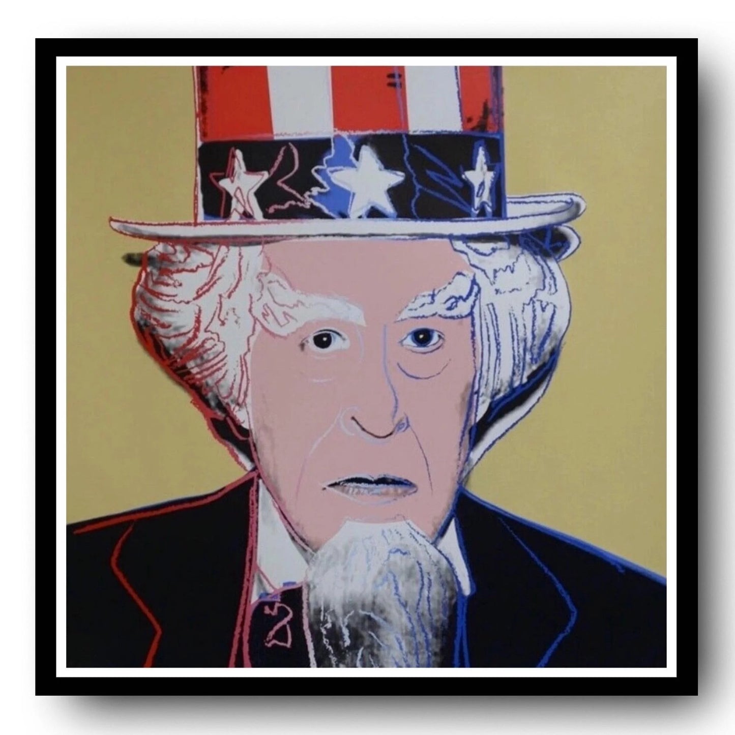 ANDY WARHOL "Uncle Sam" FS # 259- Silkscreen Proof-Myths- Museum Board- Diamond Dust- 38 x 38" Wall Art