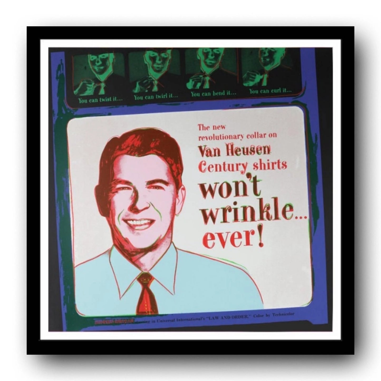 ANDY WARHOL "Van Heusen" (Ronald Reagan) Silkscreen Proof-Museum Quality- Ads Suite -38x38" Wall Art
