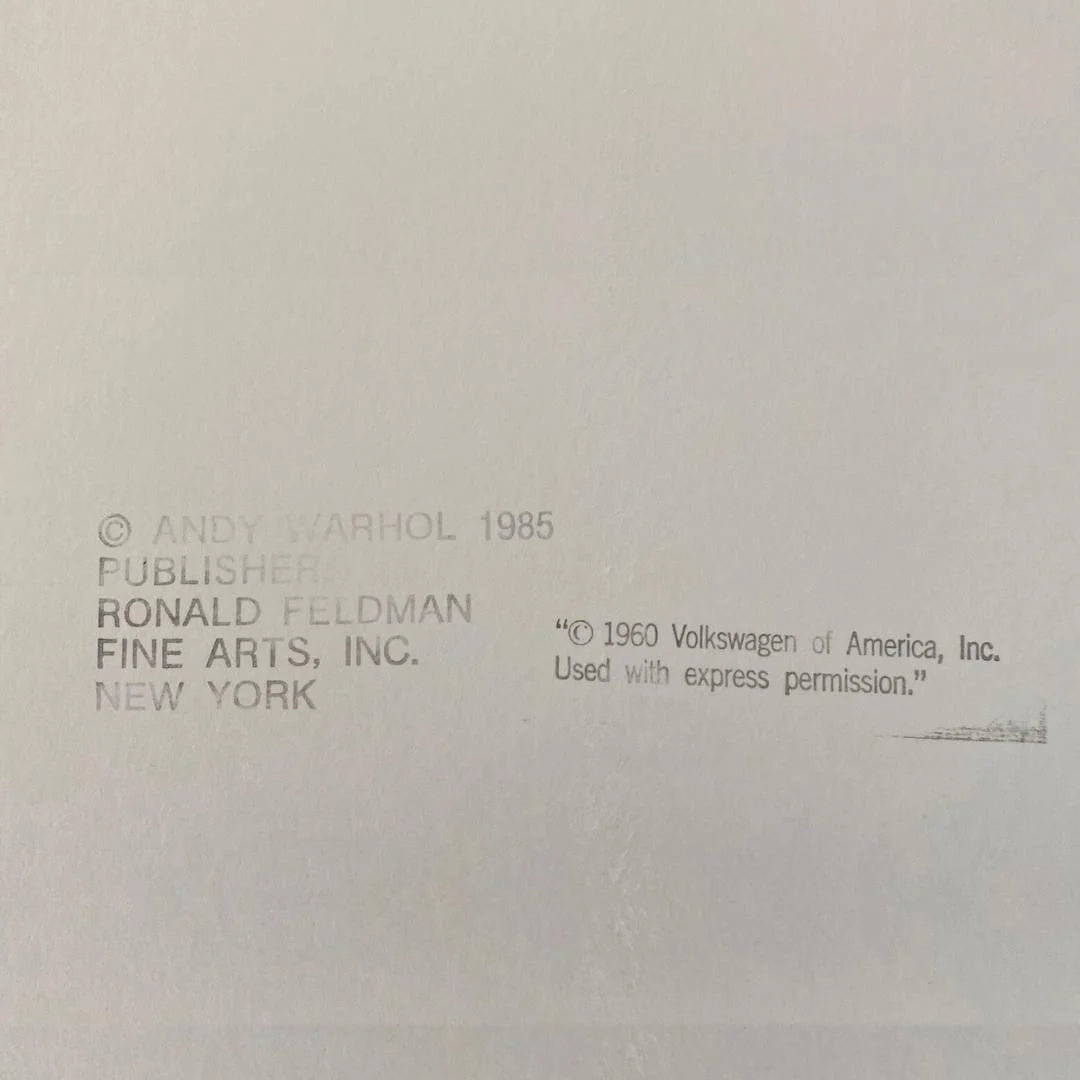 ANDY WARHOL "Volkswagen" Silkscreen Proof-Museum Quality- Ads Suite -38x38" Wall Art