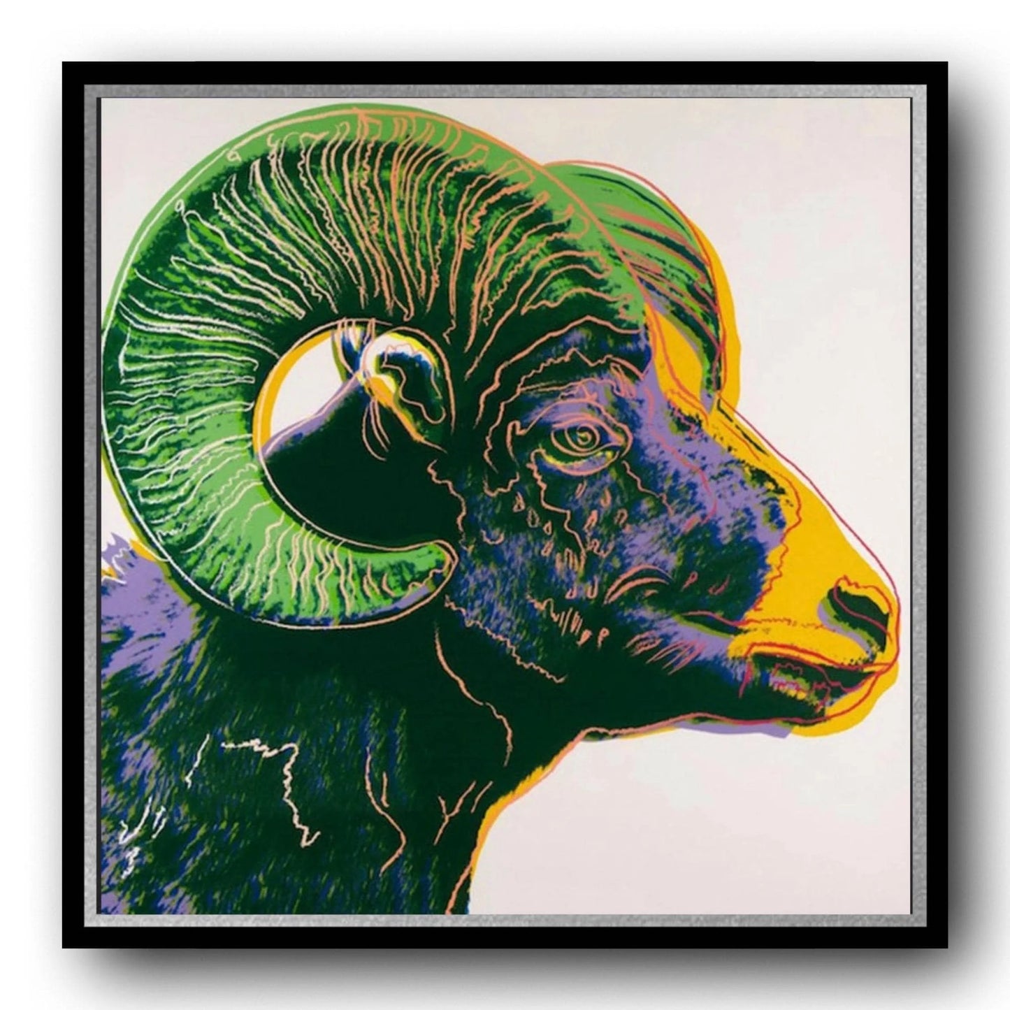 ANDY WARHOL “Ram" Silkscreen Proof– Endangered Species-Museum Quality- 38 X 38" Animal Wall Art
