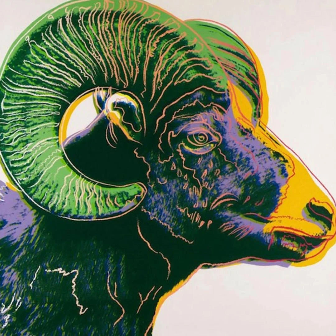 ANDY WARHOL “Ram" Silkscreen Proof– Endangered Species-Museum Quality- 38 X 38" Animal Wall Art