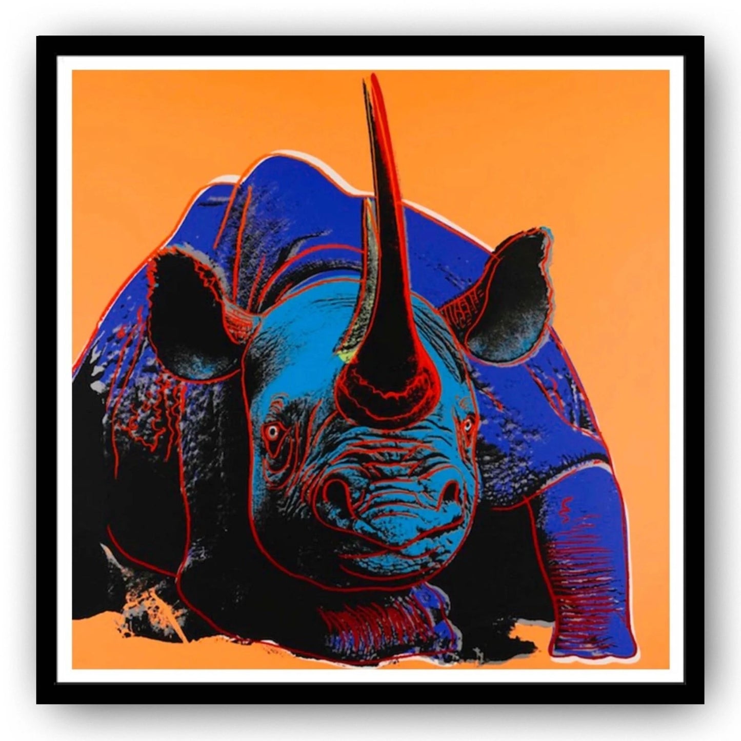 ANDY WARHOL “Black Rhino" Silkscreen Proof– Endangered Species - Museum Quality 38 X 38" Wall Art