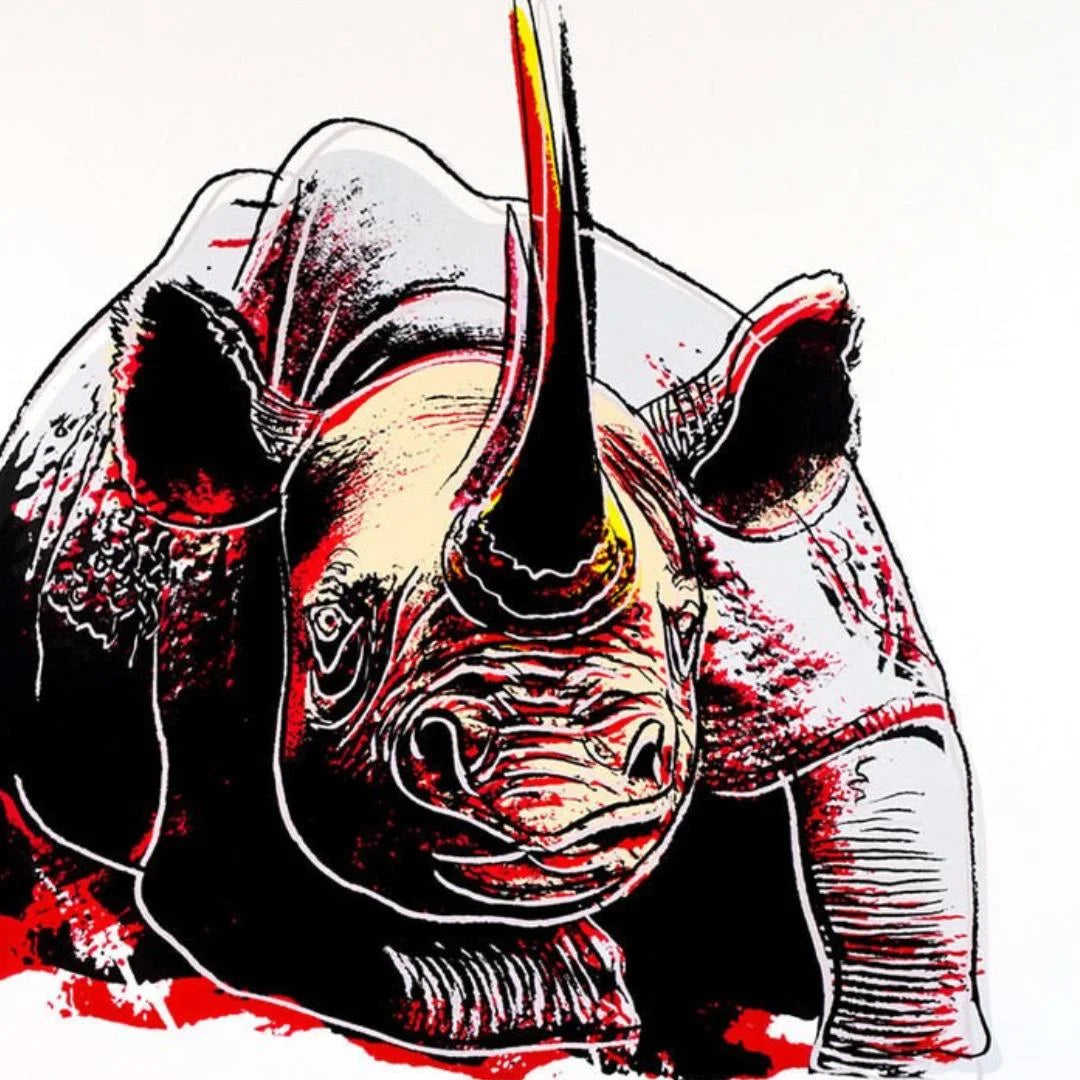 ANDY WARHOL “Black Rhino" Silkscreen Trial Proof– Endangered Species-Museum Quality- 38 X 38" Animal Wall Art
