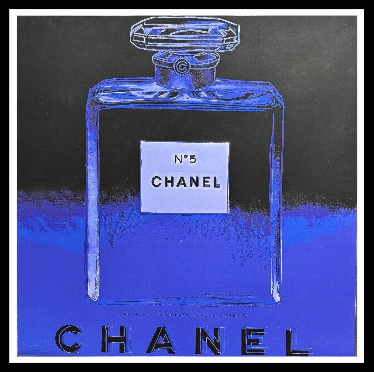 ANDY WARHOL – "Chanel"- Dark Blue Trial Proof Screenprint- Ads Suite -38x38" Wall Art