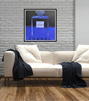 ANDY WARHOL – "Chanel"- Dark Blue Trial Proof Screenprint- Ads Suite -38x38" Wall Art