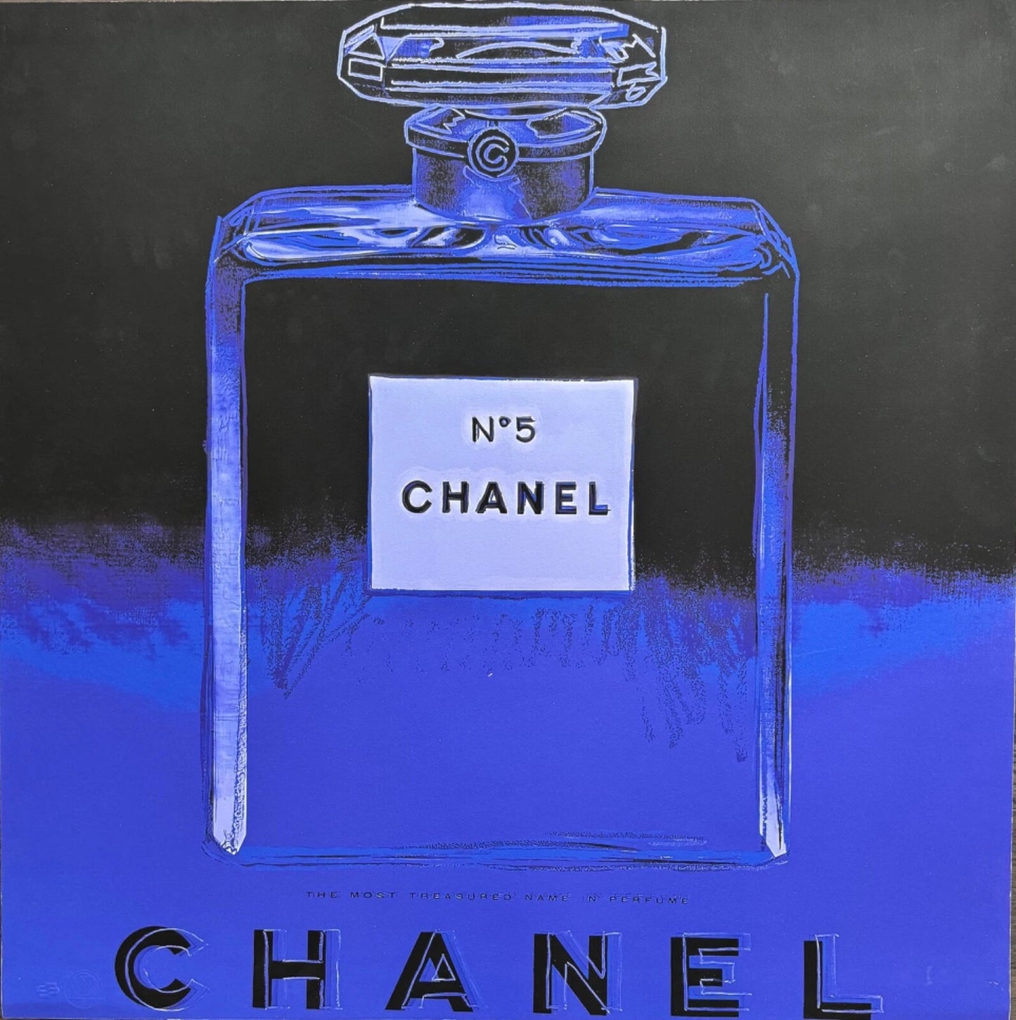 ANDY WARHOL – "Chanel"- Dark Blue Trial Proof Screenprint- Ads Suite -38x38" Wall Art