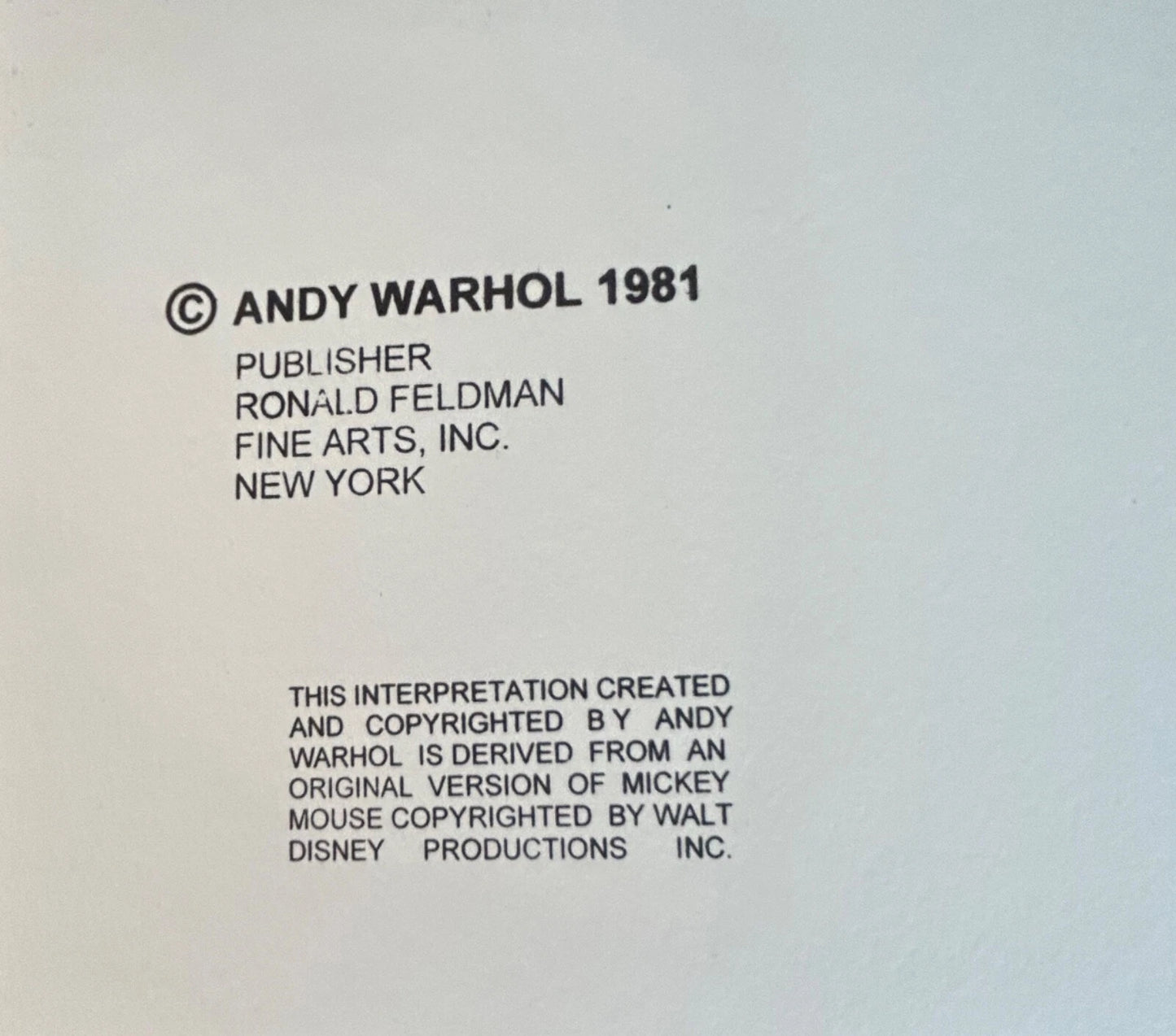 ANDY WARHOL– 2 Piece Pkg: “Mickey & Witch Trial"-Silkscreen Proofs- Diamond Dust Myths- Museum Board-38 x 38" Wall Art