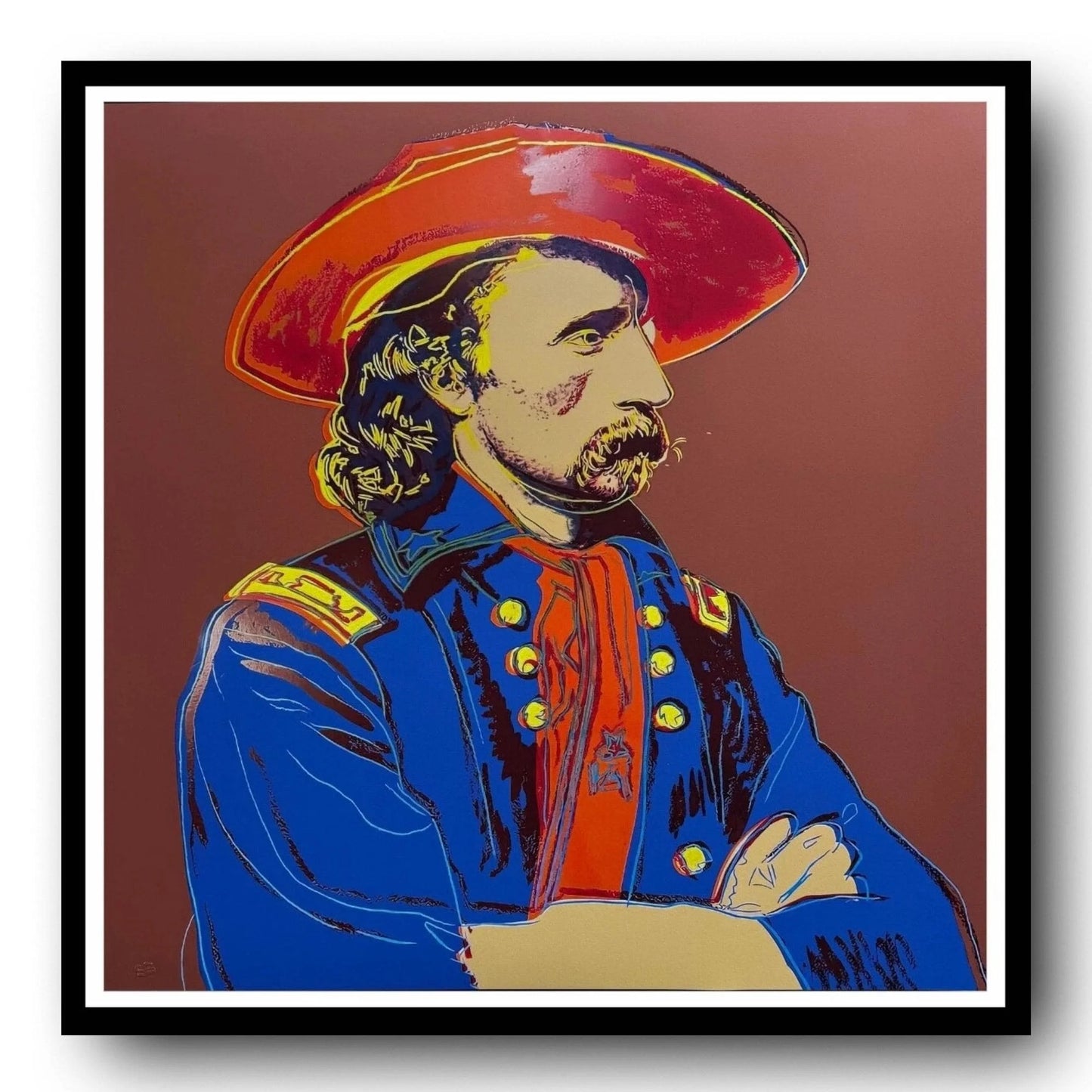 ANDY WARHOL– “General Custer"- Brown Trial Screenprint- Cowboys and Indians- Unsigned Proof- Museum Quality- 36x36" Wall Art