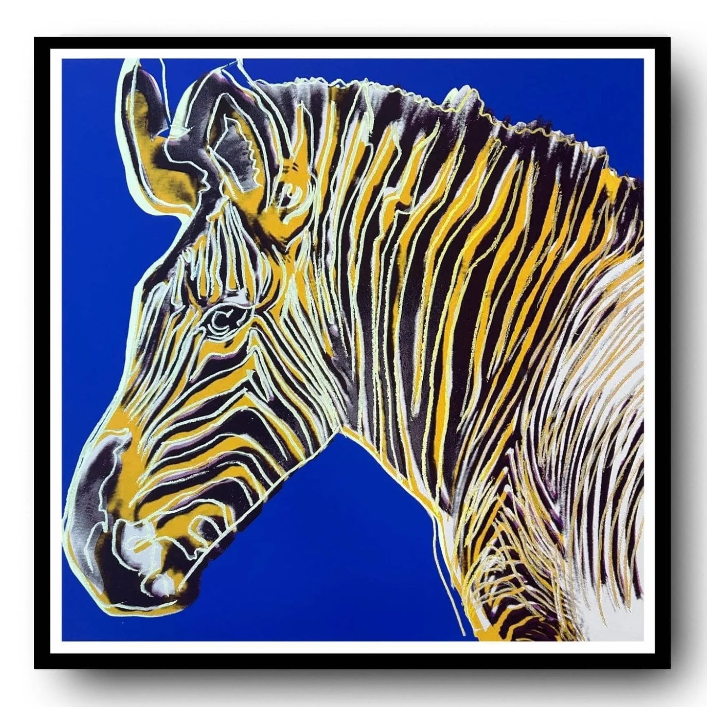 ANDY WARHOL–“Zebra" Blue-Yellow Trial-Endangered Species Screenprint- Diamond Dust- Museum Quality-38 X 38" Wall Art