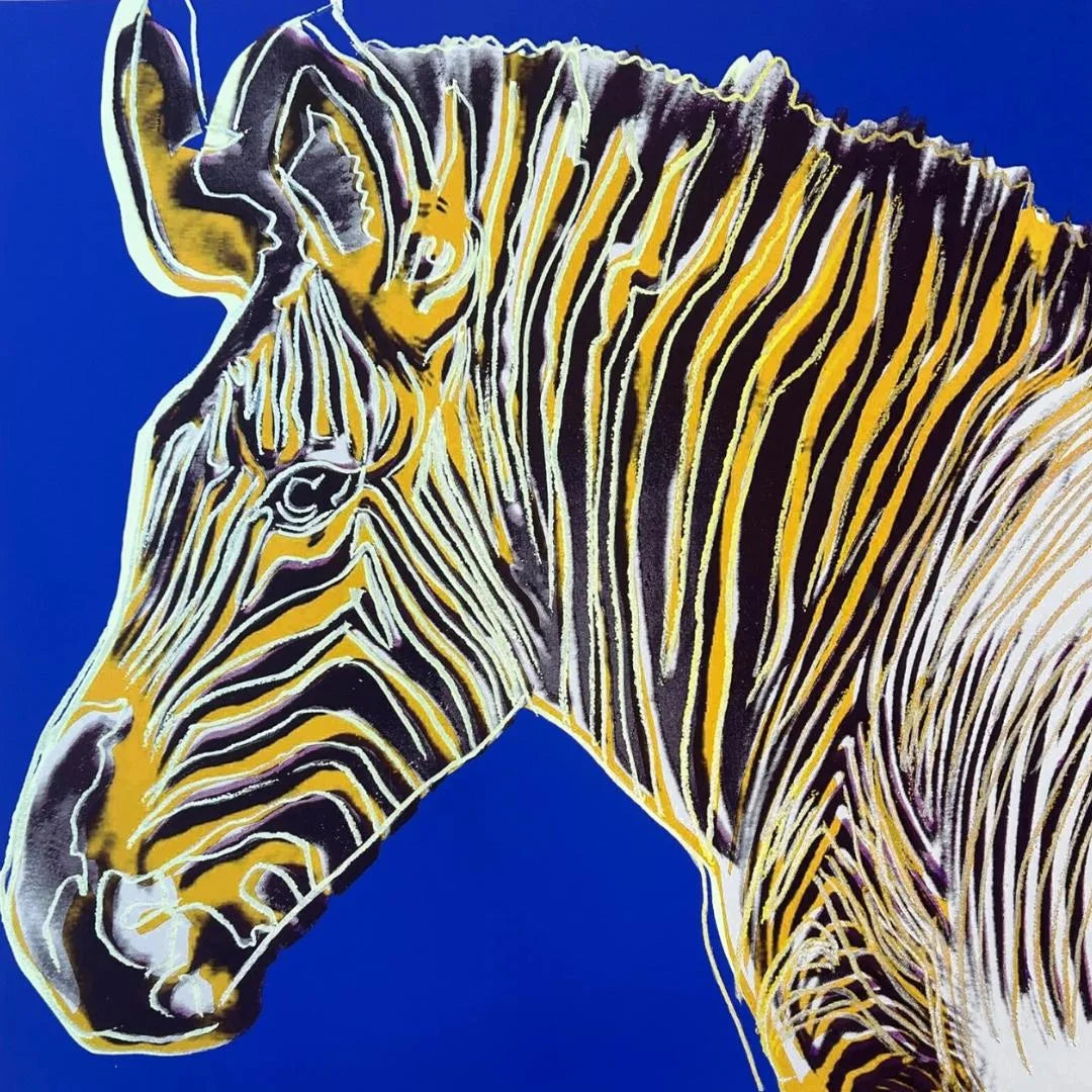 ANDY WARHOL–“Zebra" Blue-Yellow Trial-Endangered Species Screenprint- Diamond Dust- Museum Quality-38 X 38" Wall Art