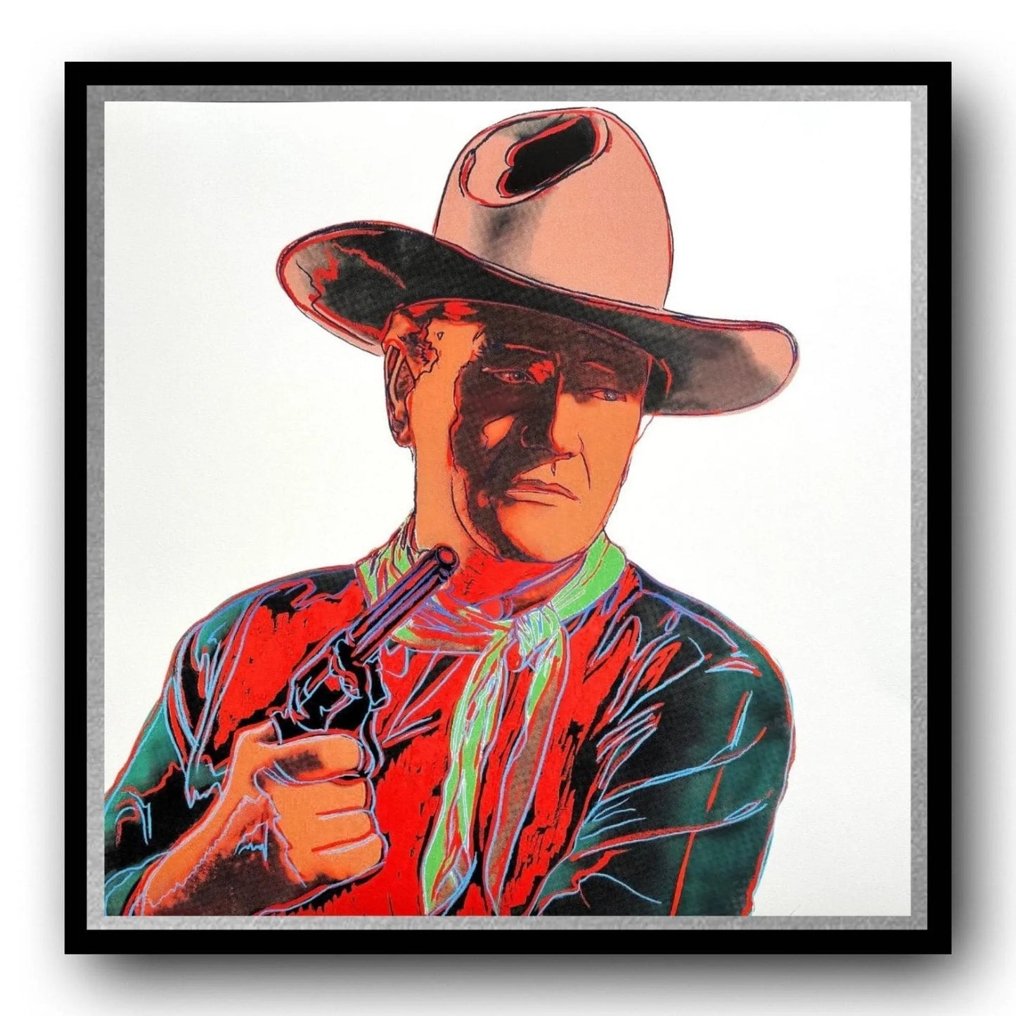 ANDY WARHOL– “John Wayne"- Trial Screenprint- Cowboys and Indians- Unsigned Proof- Museum Quality 36x36" Wall Art
