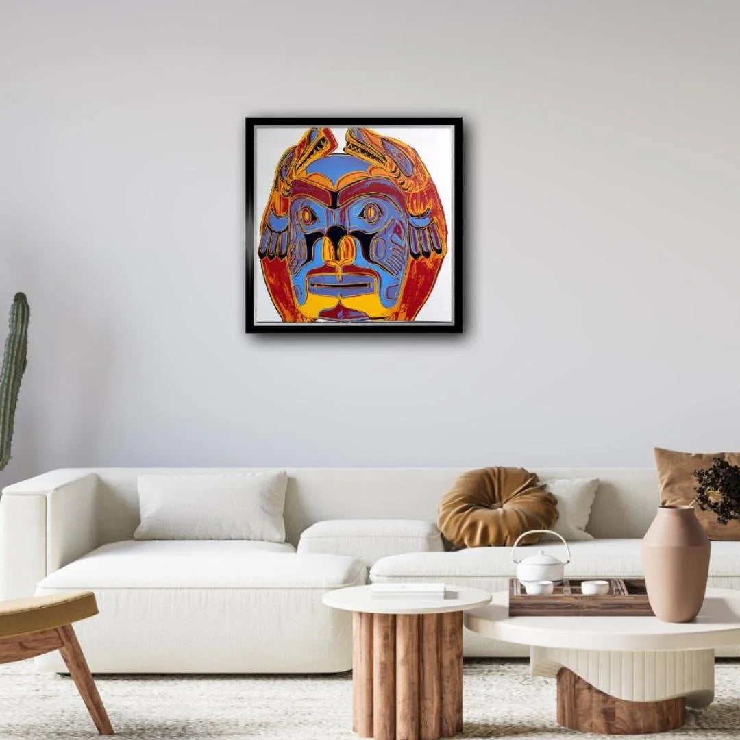 ANDY WARHOL– “Northwest Coast Mask"- Silkscreen- Cowboys and Indians- Unsigned Proof- Museum Quality 36x36" Wall Art