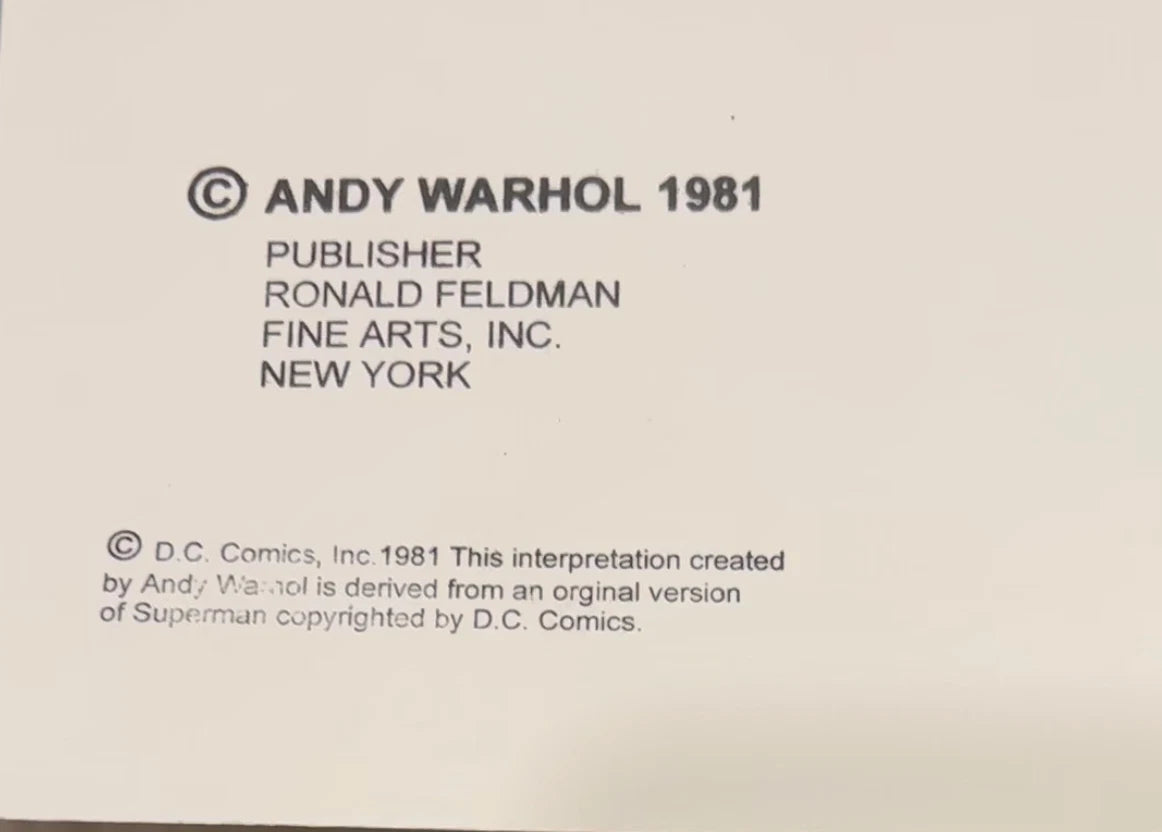 ANDY WARHOL– 2 Piece Pkg: “Superman Trials"- Multicolor Screenprint Proofs- Myths-Diamond Dust Museum Board-38 x 38" Pop Art