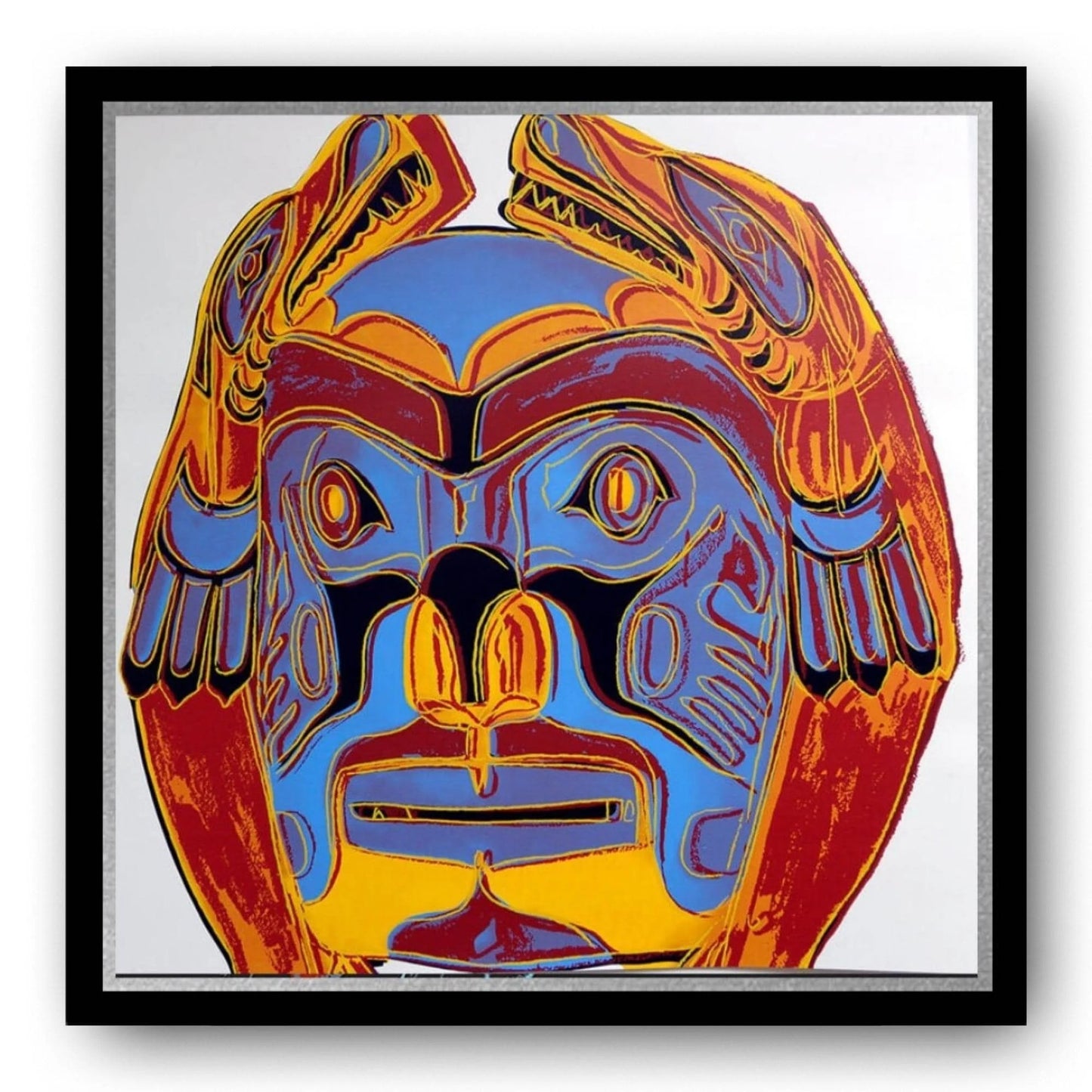ANDY WARHOL– “Northwest Coast Mask"- Silkscreen- Cowboys and Indians- Unsigned Proof- Museum Quality 36x36" Wall Art
