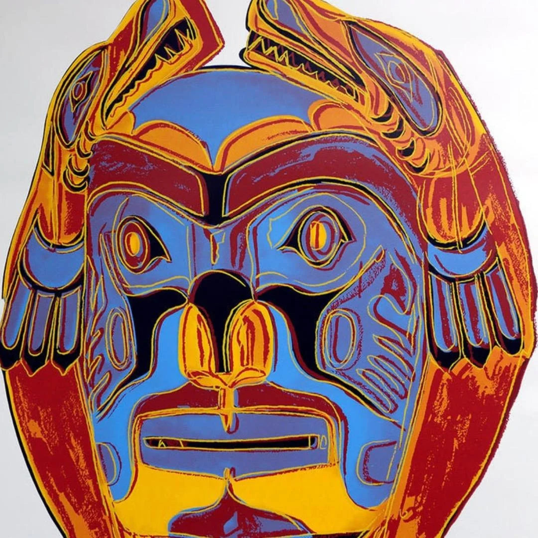 ANDY WARHOL– “Northwest Coast Mask"- Silkscreen- Cowboys and Indians- Unsigned Proof- Museum Quality 36x36" Wall Art