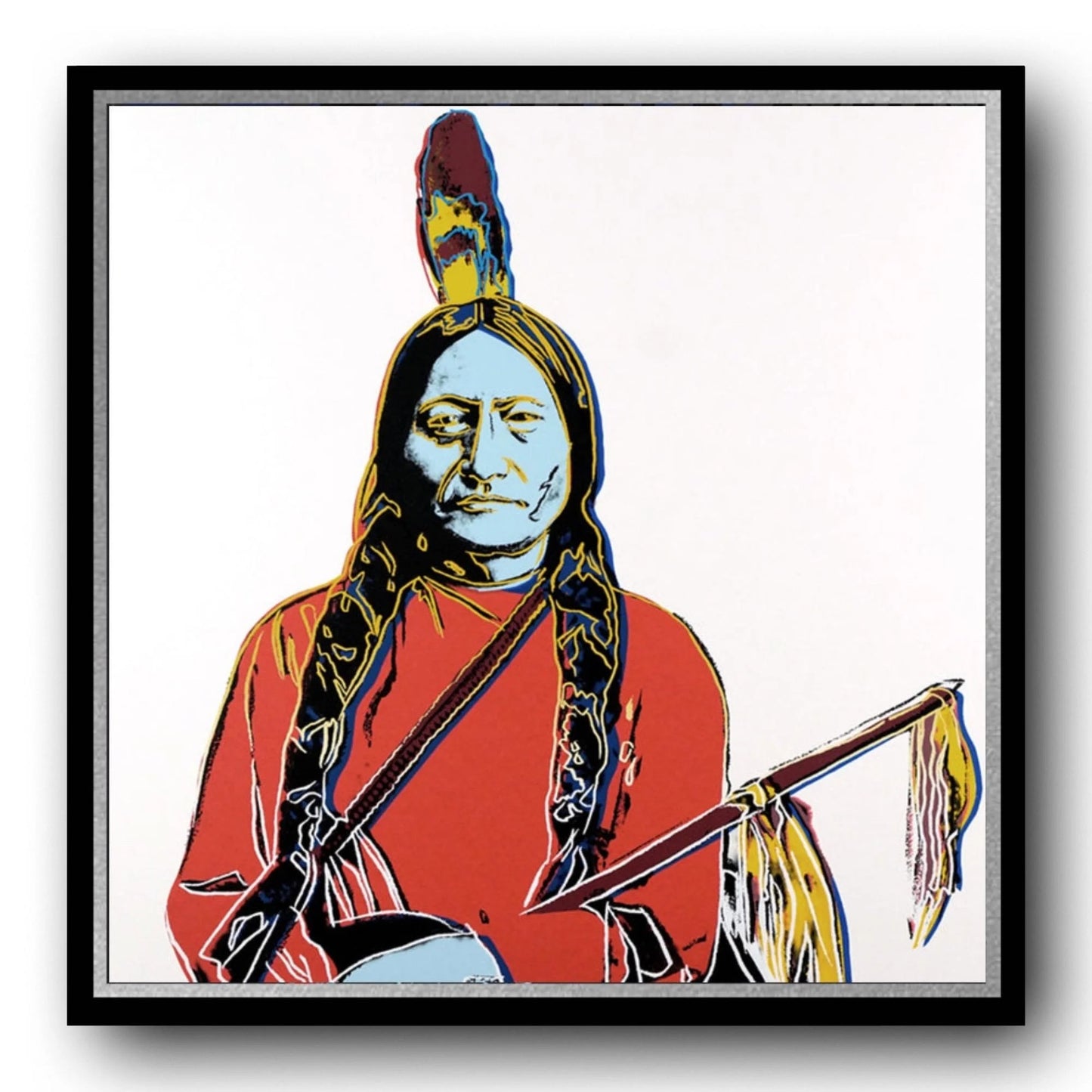 ANDY WARHOL– “Sitting Bull"- Silkscreen- Cowboys and Indians- Unsigned Proof- Museum Quality 36x36" Wall Art